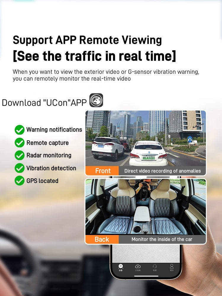 SIM Dual Lens Car Dash Cam 4K Two-way Intercom Night Vision 4G ,GPS G-Sensor Loop Recording Radar Induction Video
