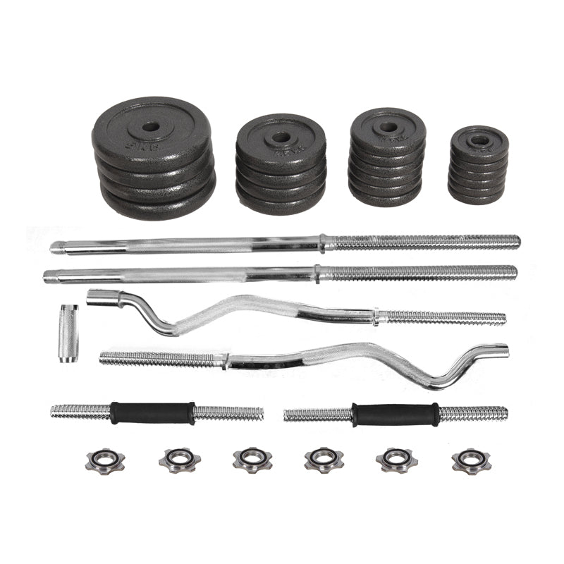 58KG Anti Rust Adjustable Dumbbell, Kettlebell and Barbell Set with Case