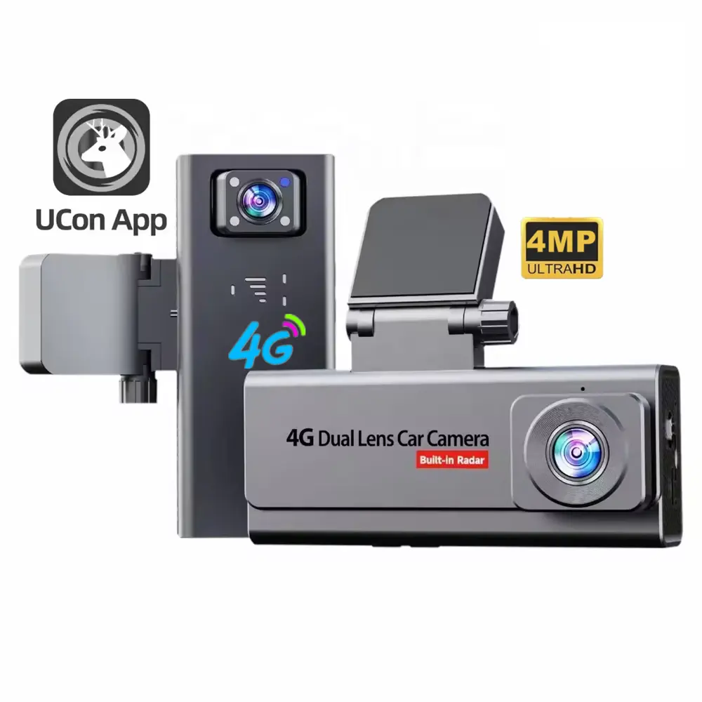 SIM Dual Lens Car Dash Cam 4K Two-way Intercom Night Vision 4G ,GPS G-Sensor Loop Recording Radar Induction Video