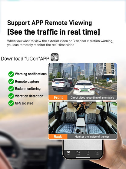 SIM Dual Lens Car Dash Cam 4K Two-way Intercom Night Vision 4G ,GPS G-Sensor Loop Recording Radar Induction Video