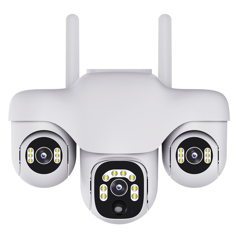 Solar Powered PTZ Camera 3 Rotating Lens Motion Detection Camera