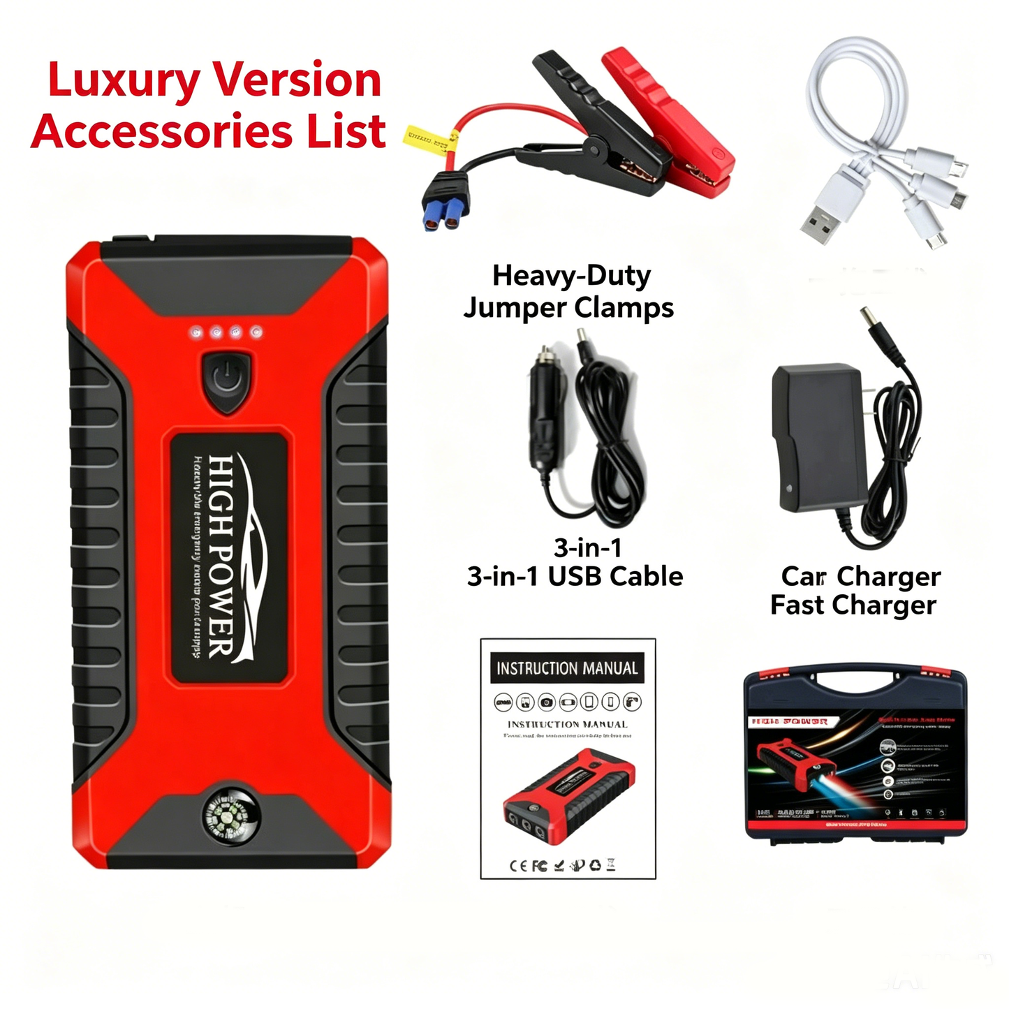 High Power 99800mAh Car Jump Starter  Multi Function Battery Booster Pack With LED Light