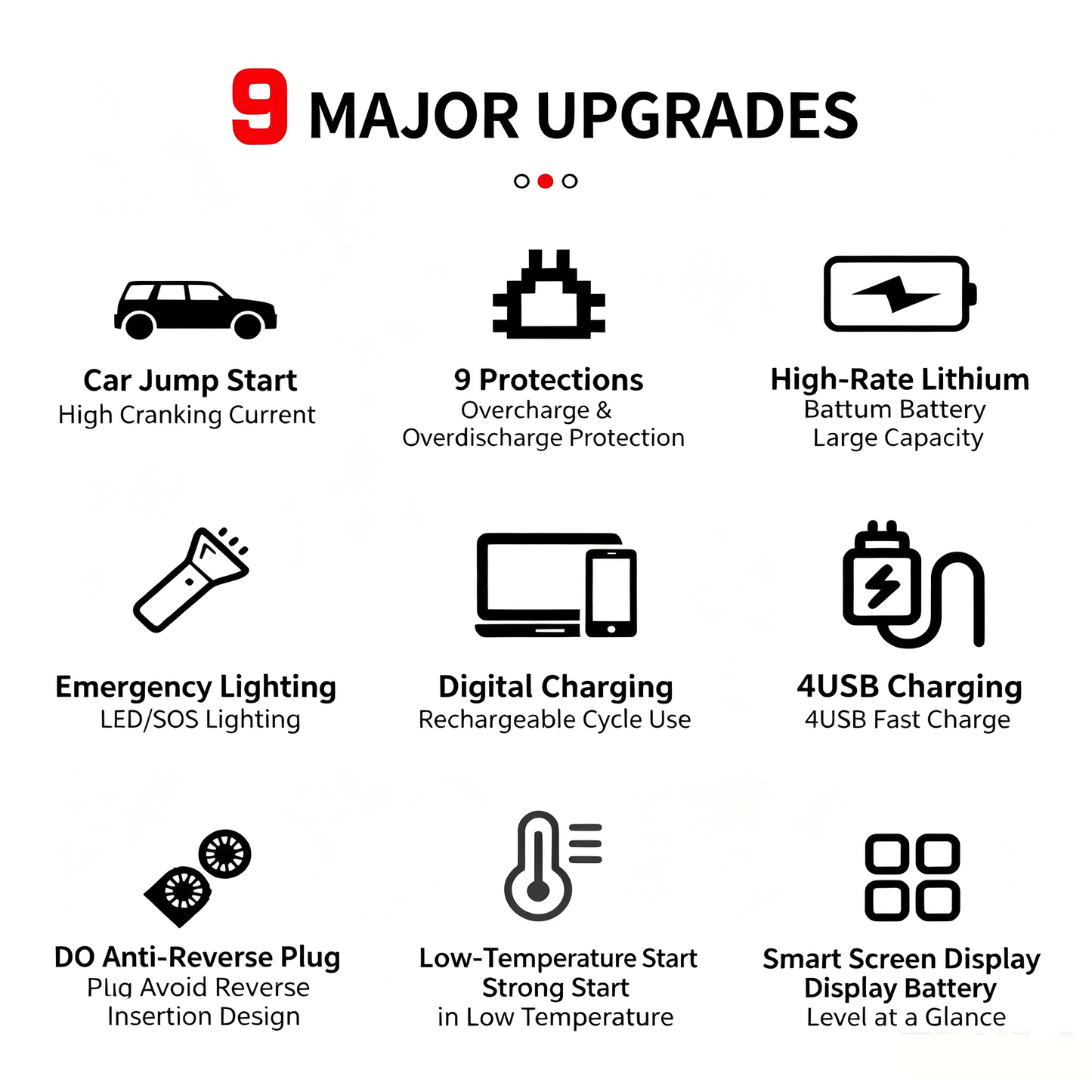 High Power 99800mAh Car Jump Starter  Multi Function Battery Booster Pack With LED Light