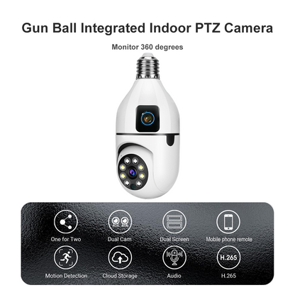 2MP+2MP V380 Bulb WIFI Indoor Camera Dual Lens