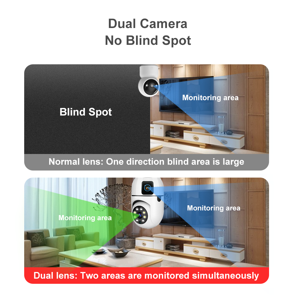 2MP+2MP V380 Bulb WIFI Indoor Camera Dual Lens