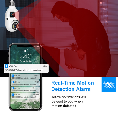 2MP+2MP V380 Bulb WIFI Indoor Camera Dual Lens